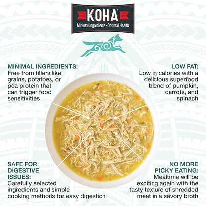 KOHA Pure Shreds Dog Food, 5 Flavors Variety Pack, Wet Food for Picky Eaters, Low Fat, High Protein, 12.5oz Cans, 6 Pack, 5.82 pounds