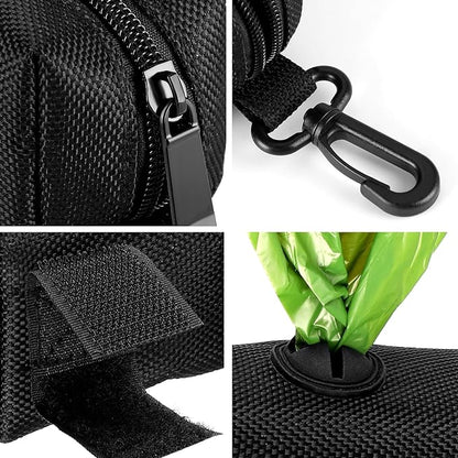 2Packs Dog Poop Bag Holder for Leash Attachment Dog Poop Bag Dispenser Dog Waste Bag Dispensers for Leash Accessory Dog Poop Bag Holders Fits Dog Leash Include Hand Free Holder Metal Carriers, Black