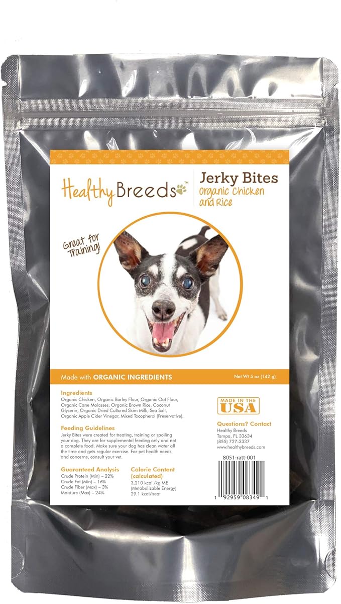 Healthy Breeds Rat Terrier Jerky Bites Chicken & Rice Recipe Dog Treats 5 oz
