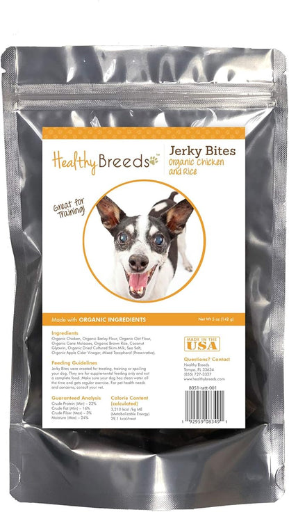 Healthy Breeds Rat Terrier Jerky Bites Chicken & Rice Recipe Dog Treats 5 oz