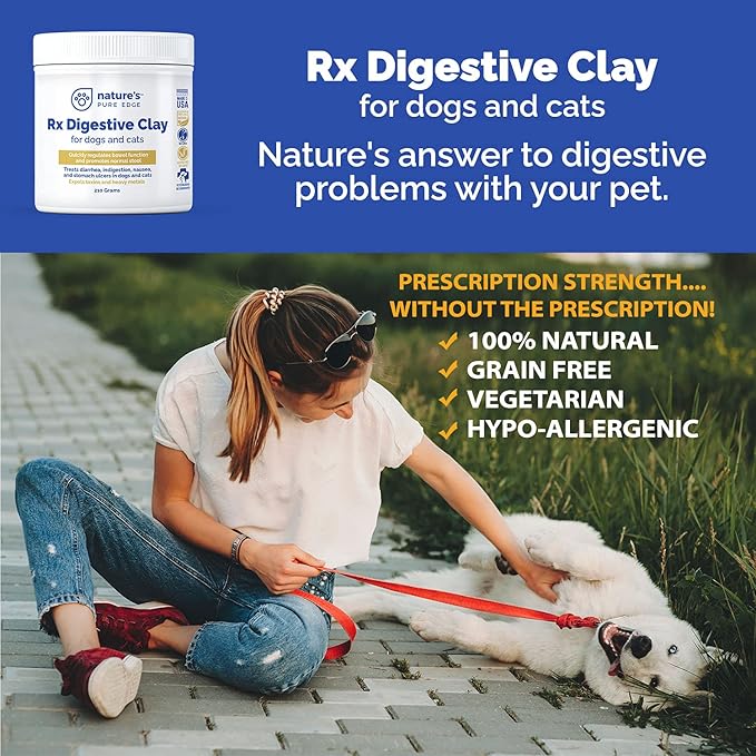 Rx clay for digestion for cat and dog stomach relief. Cat and dog anti diarrhea medication. Cat and dog stomach upset medicine for cat and dog diarrhea. Extra large 210 grams. Veterinary grade.