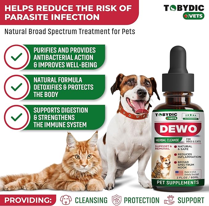 Cats & Dogs Natural Broad Spectrum Treatment & Liquid Herbal Medicine - Medication Helps Remove Toxins - Supplement Drops Made in USA