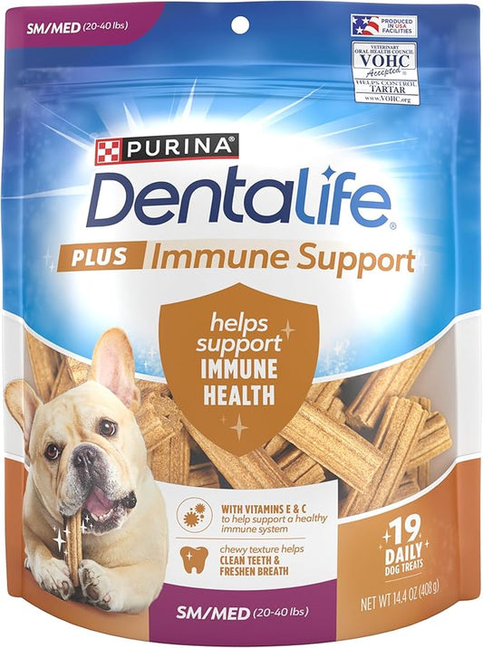 Dentalife Purina Plus Immune Support Chicken, Apple and Blueberry Flavor Small/Medium Dog Dental Chews - (Pack of 3) 19 ct. Pouches