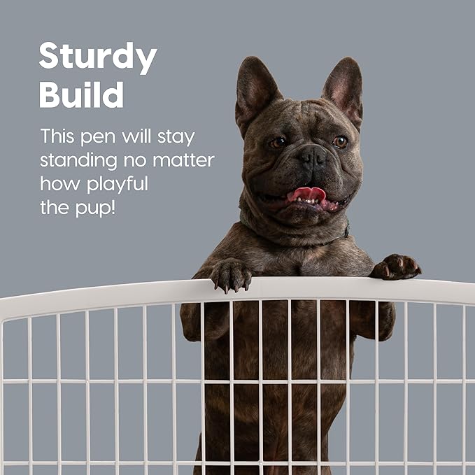 IRIS USA Dog Playpen, 4-Panel 24" Pet Playpen, Puppy Playpen, Indoor/Outdoor Dog Pen, 35 x 35 x 24, Foldable, Customizable, White