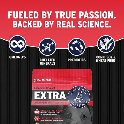 Annamaet Original Extra Formula Dry Dog Food, 26% Protein (Chicken & Brown Rice), 25-lb Bag