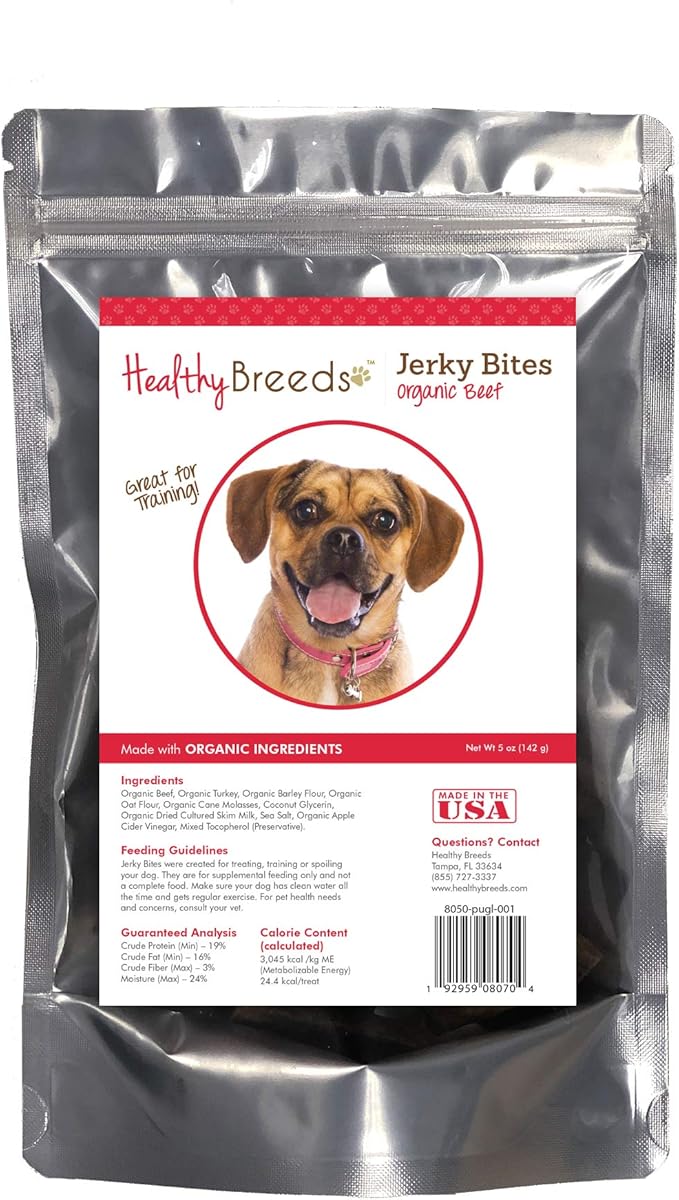 Healthy Breeds Puggle Jerky Bites Beef Recipe Dog Treats 5 oz