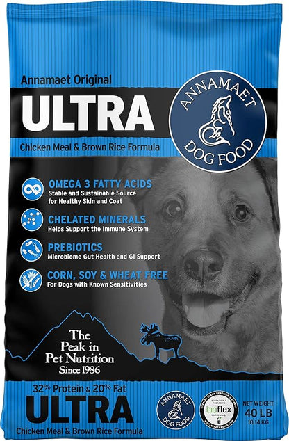Annamaet Original Ultra Formula Dry Dog Food, 32% Protein (Chicken & Brown Rice), 40-lb bag