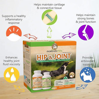 Hip and Joint Supplement for Dogs with Chondroitin, Collagen for Dogs, Turmeric, Boswellia, Dog Glucosamine for Dogs & MSM - Dog Arthritis Supplement. Extend Dog Joint Supplement Large Breed and Small