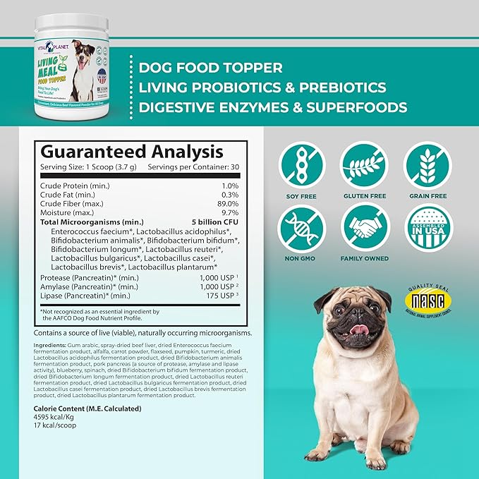 Vital Planet - Pet Living Meal Dog Powder with Enzymes Superfoods and Probiotics 111 g 30 Servings