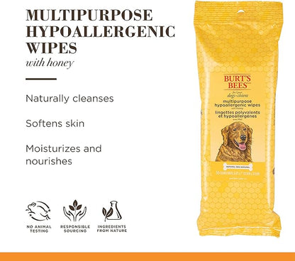 Burt's Bees for Pets Multipurpose Grooming Wipes - Puppy & Dog Wipes for All Purpose Cleaning & Grooming - Cruelty Free, Pet Wipes, Puppy Supplies, 50 Count - 6 Pack