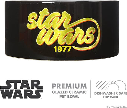 STAR WARS 1977 Logo Dog Bowl, 6 Inch | STAR WARS Dog Food Bowl Holds up to 3.5 Water, Dry Food, or Wet Food | Ceramic Dog Bowl Dishwasher Safe on Top Rack,Black,FF13173