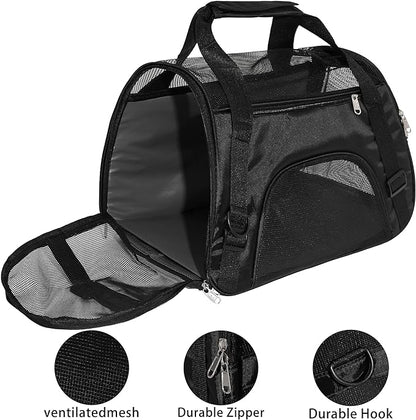 Pet Carrier Soft-Sided Carriers for Cat Carriers Dog Carrier for Small Medium Cats Dogs Puppies Pet Carrier Airline Approved up to 15 Lbs Cat Dog Pet Travel Carrier (Medium,Black)