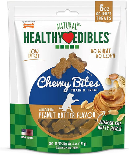 Nylabone Healthy Edibles Chewy Bites Dog Training Treats Peanut Butter 6 oz.