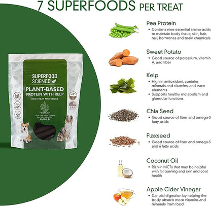 Hypoallergenic Healthy Dog Treats: Plant-Based Vegetarian Dog Treats w/Sweet Potato, Chia, Flaxseed & Coconut Oil for Skin & Coat, Gluten-Free Vegan Protein Dog Training Snack, 5 oz