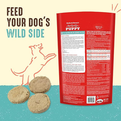 Stella & Chewy's Freeze Dried Raw Dinner Patties – Crafted for Puppies – Grain Free, Protein Rich Perfectly Puppy Beef & Salmon Recipe – 14 oz Bag