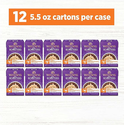 Wellness Bowl Boosters Hearty Toppers, Turkey & Sweet Potatoes Recipe in Savory Bone Broth Dog Food Toppers, 5.5 Ounce Pouch (Pack of 12)