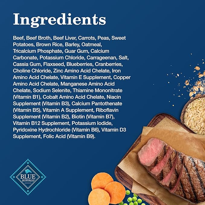 Blue Buffalo Homestyle Recipe Adult Wet Dog Food, Made with Natural Ingredients, Beef Dinner With Garden Vegetables, 12.5-oz. Cans (Pack of 12)