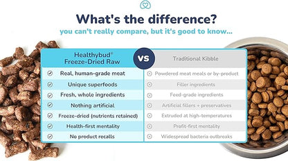 healthybud Raw Dog Food, Freeze Dried Beef Bites, Grain Free Puppy Food, Human Grade, High Protein, Dehydrated Real Meat Dog Treats & Toppers, 14.1 oz