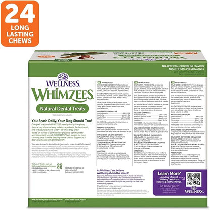 WHIMZEES by Wellness Long lasting Dog Chews Value Box: All Natural Grain Free Treats to Help Clean Teeth & Reduce Plaque & Tartar - for Dogs 40-60 Lbs - 24 Count