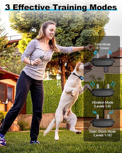 Dog Shock Collar - 4000Ft Waterproof Dog Training Collar with Remote for 5-120lbs Small Medium Large Dogs, 3 Channels, Rechargeable E Collars with Beep Vibration Safe Shock Modes (Blue)
