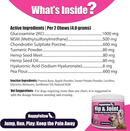 Hip and Joint Supplement for Dogs - Mobility Aids Glucosamine Chondroitin for Dogs Arthritis Pain Relief Anti Inflammatory, Small Large Breed Advanced Support, Pain Relief, 140 Soft Chews