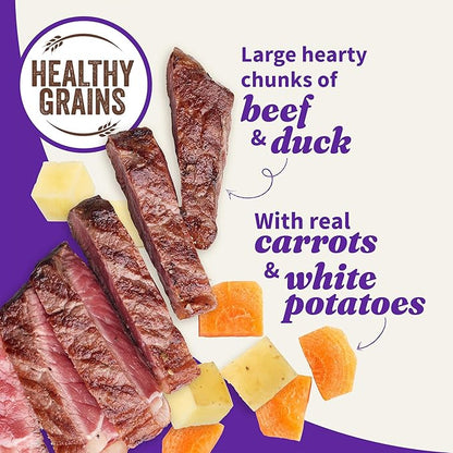 Halo Elevate Wet Dog Food, Kettle Cooked Chunky Healthy Grains Duck & Beef Stew with Carrots, White Potatoes & Brown Rice, 12.7oz (Pack of 6)