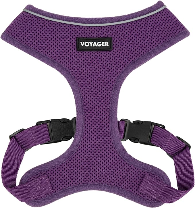 Aerolite No Pull Mesh Dog Harness with Lightweight, Soft, Breathable Chest Coverage, Reflective Stitching, and Adjustable Straps for Walking, Running, Training, Heavy Duty and Durable - Purple, S