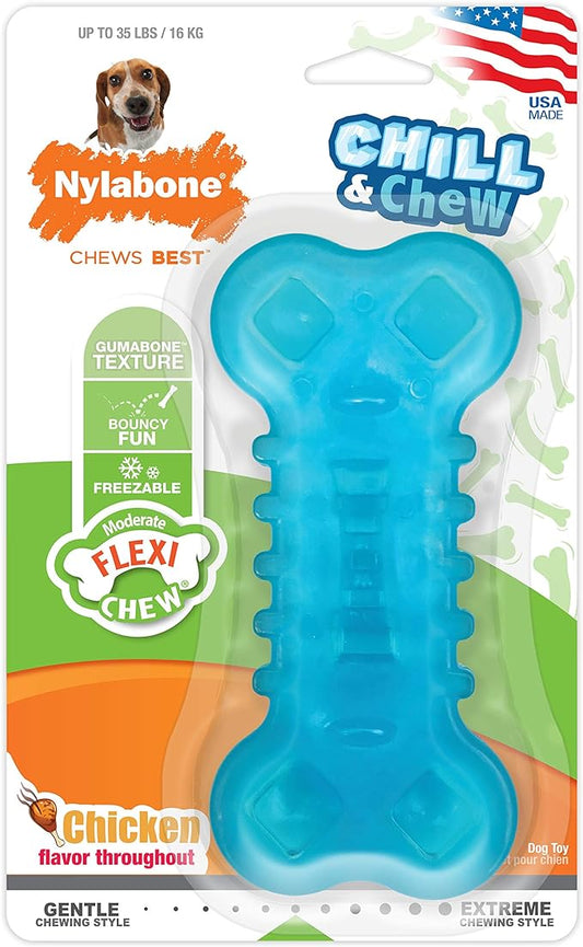 Nylabone Flexi Chew Chill & Chew Toy for Dogs with Treat Pockets Chicken Flavor, Medium/Wolf - Up to 35 lbs. (1 Count)