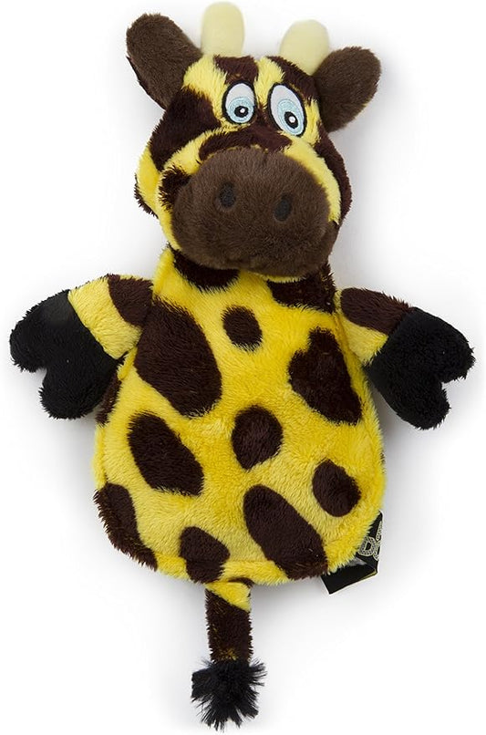 Hear Doggy Chew Guard Flats Toy, Giraffe, Yellow/Brown Ultrasonic Silent Squeaker Dog Toy, Large