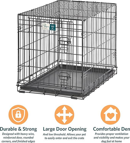 Medium Dog Crate | MidWest Life Stages 30" Folding Metal Divider Panel, Floor Protecting Feet, Plastic Tray 30L x 19W 21H Inches, Breed