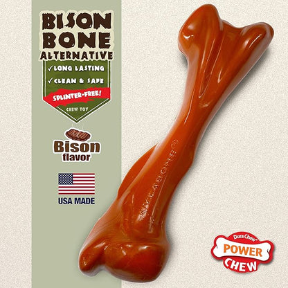 Nylabone Power Chew Bison Bone Alternative Nylon Chew Toy for Dogs, Dog Toys for Aggressive Chewers, Bison Flavor, Large/Giant (1 Count)