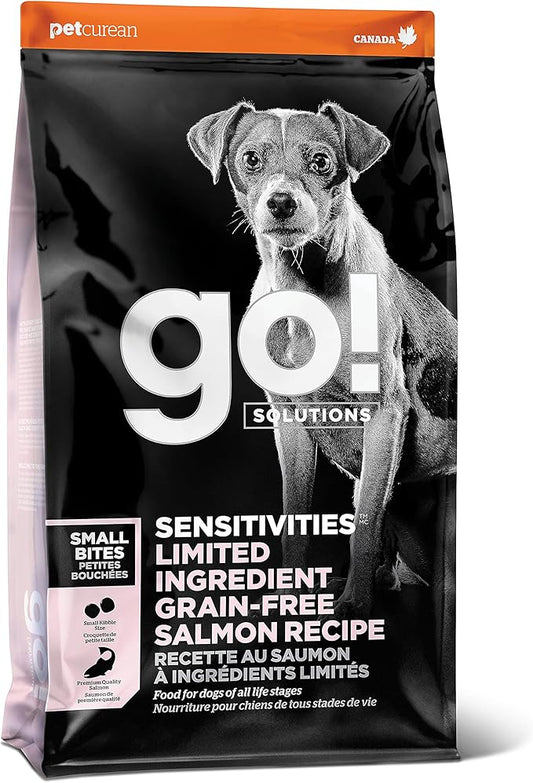 GO! SOLUTIONS Sensitivities – Small Bites Salmon Recipe – Limited Ingredient Dog Food, 22 lb – Grain Free Dog Food for All Life Stages – Dog Food to Support Sensitive Stomachs
