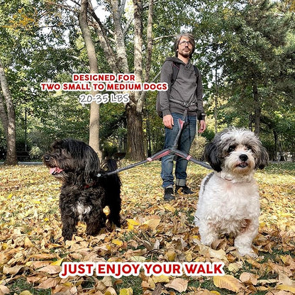 Exquisite Hands Free Double Dog Leash for Small Dogs | Dual Dog Leash | Two Dog Leash No Tangle | Multiple Dog Leash for 2 Dogs | Double Leash | Leash Splitter | Double Clip Leash Coupler