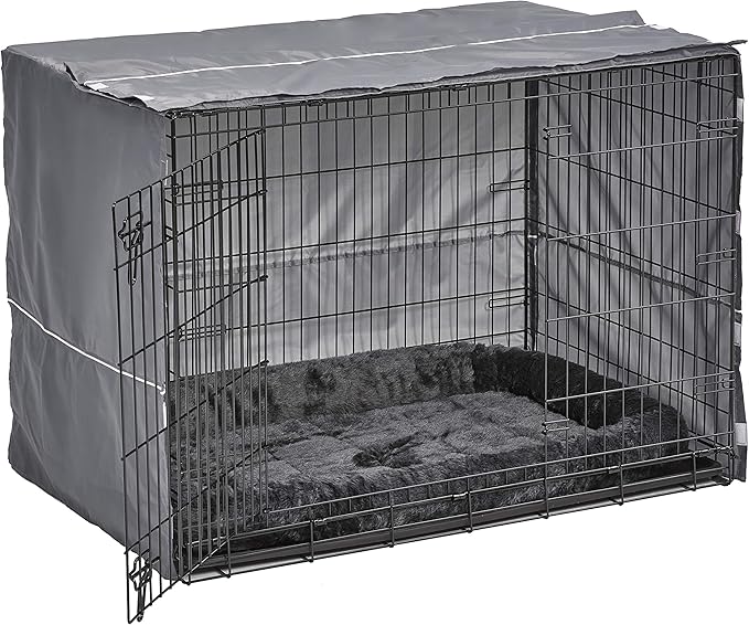 MidWest Homes for Pets Double Door Dog Crate Kit Includes One Two-Door Crate, Matching Gray Bed & Gray Crate Cover, 42-Inch Kit Ideal for Large Dog Breeds