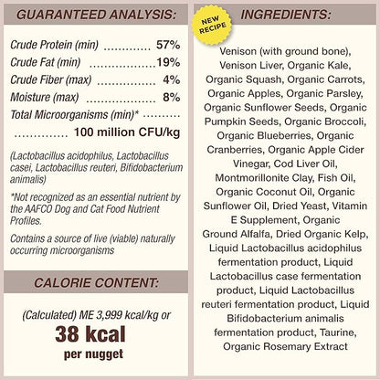 Primal Freeze Dried Dog Food Nuggets, Venison; Complete & Balanced Meal; Also Use as Topper or Treat; Premium, Healthy, Grain Free, High Protein Raw Dog Food, 5.5 oz