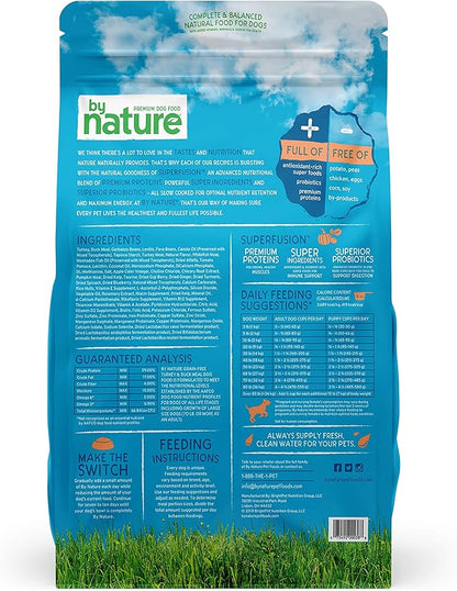 Grain Free Dog Food Made in USA [Grain Free Dry Dog Food with Superfood Ingredients for Food Sensitivities and Immune Health], Turkey & Duck Meal Recipe, 24 lb. Bag, Brown (77062)