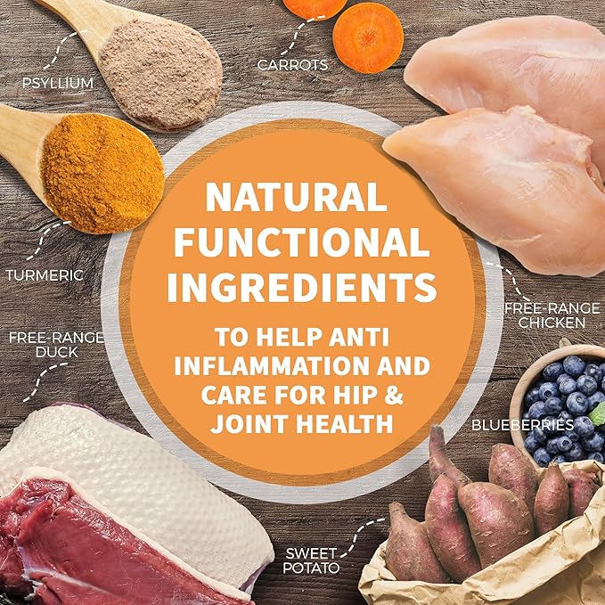 Freeze Dried Raw Dog Food Duck and Chicken Recipe 8 Ounce, UAS Made Grain Free High Protein Dog Food for Complete Meal or Food Topper, Freeze Dried Raw Diet for Mobility Advance