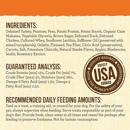Merrick Lil’ Plates Grain Free Small Dog Treats, Natural Training Treats For Small Dogs, Teensy Turducken - 5 oz. Pouch