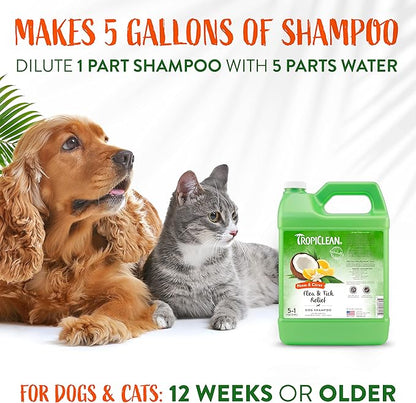 TropiClean Citrus & Neem Oil Flea Shampoo for Dogs | Tick and Flea Bite Relief for Dogs | Natural Dog Shampoo Derived from Natural Ingredients | Made in the USA | 1 gallon
