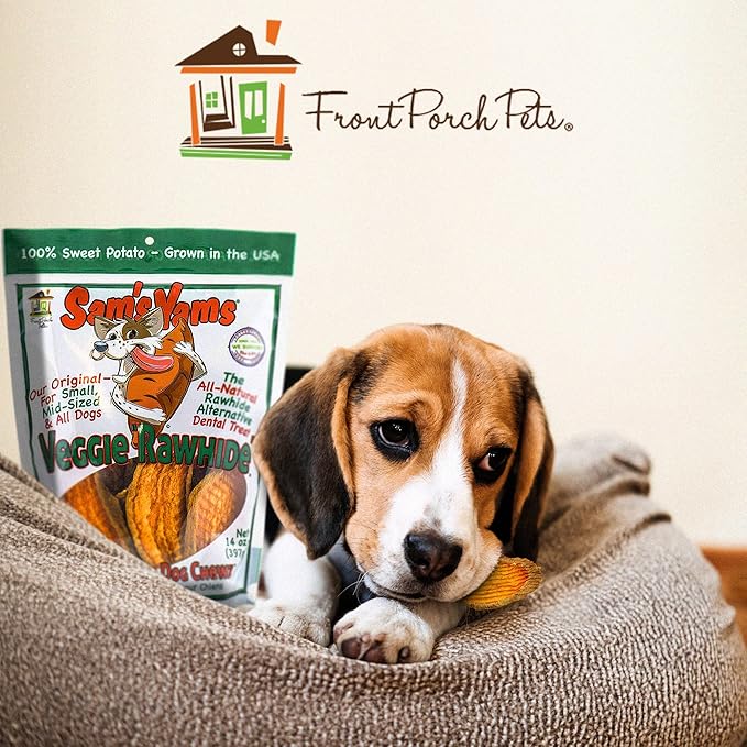 Sam's Yams Sweet Potato Dog Treats, Healthy Dog Treats for Small, Medium, and Large Breed Dogs - Made in USA, High Fiber, Vegan Dental Chews - Veggie Rawhide, Sweet Potato Dog Chewz, 14oz(Pack of 3)