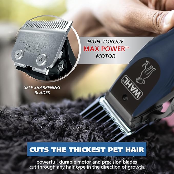 Wahl Power Pro Lithium Ion Rechargeable Cord Cordless Dog Grooming Kit - Heavy Duty Cordless Electric Dog Clippers for Grooming The Thickest Coats - Model 3024675
