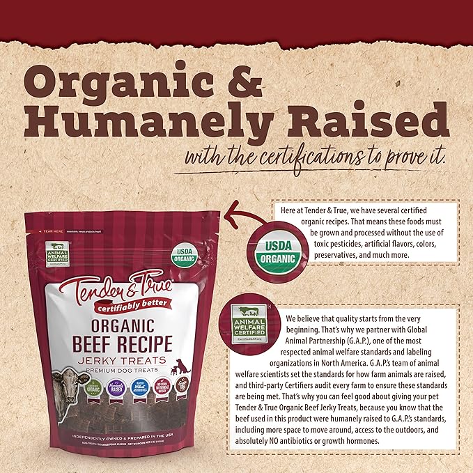 Tender & True Pet Nutrition Organic Beef Jerky Treats (71005)