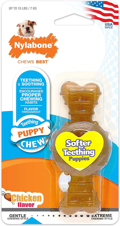 Nylabone Puppy Ring Bone Chew Toy - Puppy Chew Toys for Teething - Puppy Supplies - Chicken Flavor, Small/Petite (1 Count) (Pack of 2)