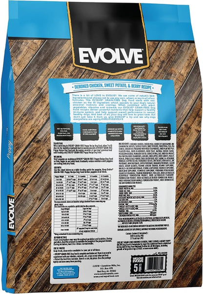 Evolve Grain Free Puppy Dog Food with Deboned Chicken, Sweet Potato & Berry, 14lb