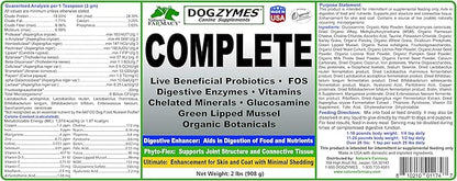Dogzymes Complete - Probiotics, prebiotics, Glucosamine, Chondroitin, MSM and Hyaluronic Acid, complete skin and coat care (8 ounce)