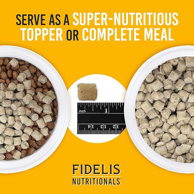 FIDELIS Freeze Dried Raw Dog Food with Superfoods for Large Dog Breeds (8 oz) - Made in USA with Cage Free Chicken, Grain-Free, High Protein for Adult or Puppy