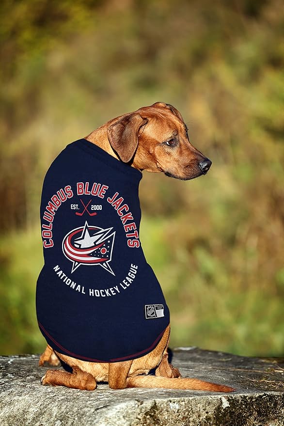 Pets First NHL Columbus Blue Jackets Tee Shirt for Dogs & Cats, Medium. - are You A Hockey Fan? Let Your Pet Be an NHL Fan Too!