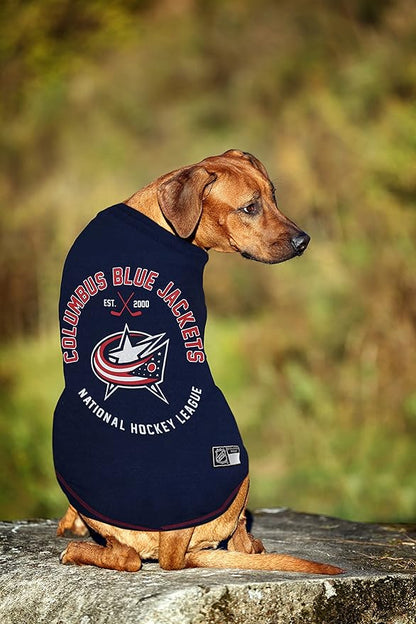 Pets First NHL Columbus Blue Jackets Tee Shirt for Dogs & Cats, Medium. - are You A Hockey Fan? Let Your Pet Be an NHL Fan Too!