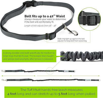 Hands Free Dog Leash For Running That Makes A Great Waist Leash for Dog Walking, Double Handle Bungee Leash with Reflective Stitching and Adjustable Dog Walking Belt