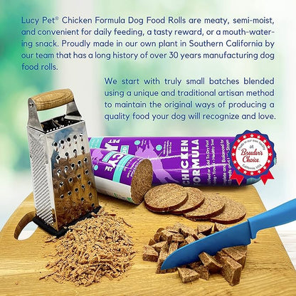 Lucy Pet Products Chicken Formula Dog Food Roll 4 lb, Meaty, Semi-Moist Dog Food (100600075)